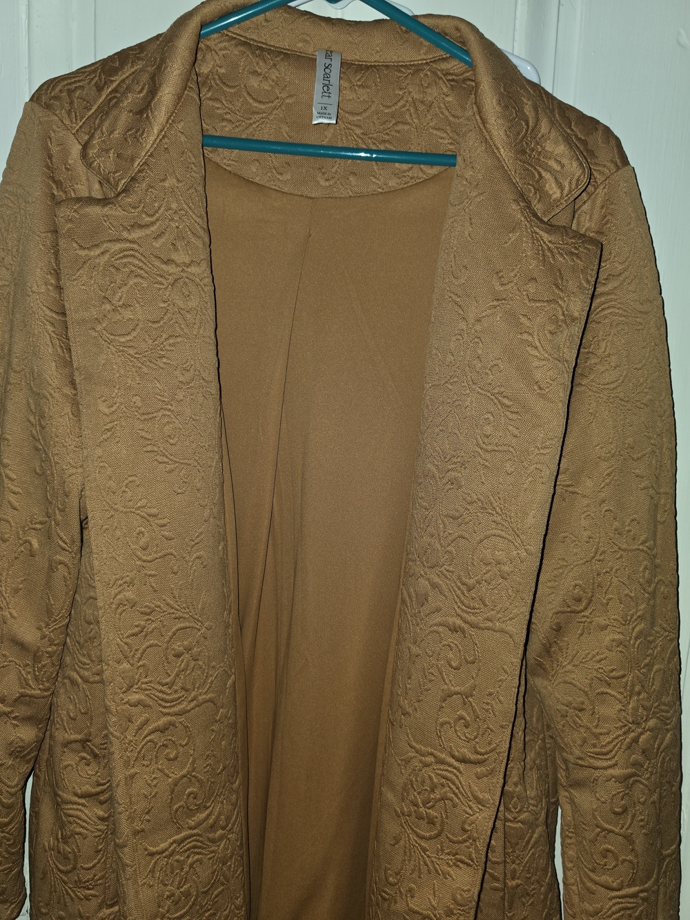 Embossed Open-Front Jacket in Tan - Picture 4 of 4